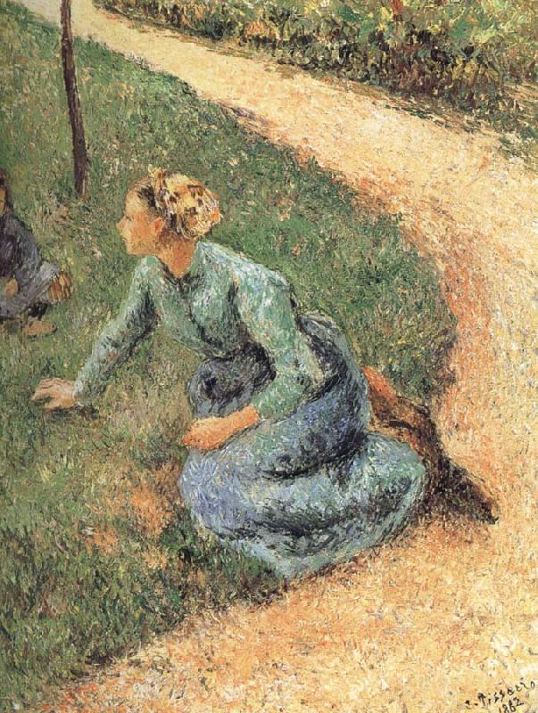 Camille Pissarro Peasant woman sitting on the side of the road Germany oil painting art